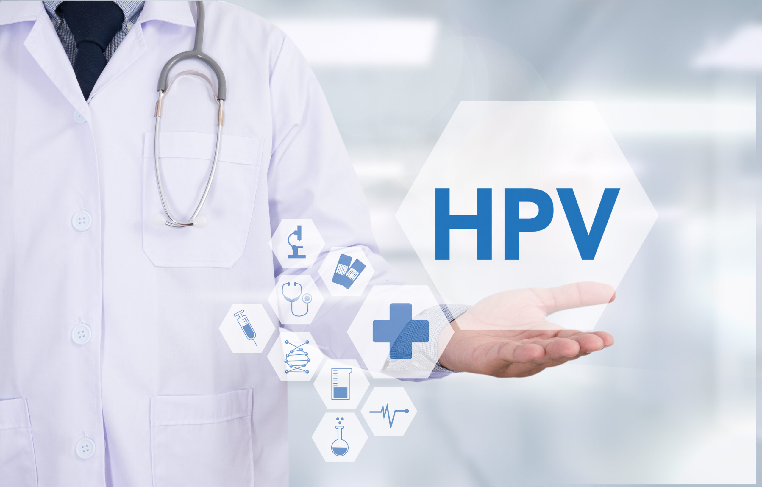 lekarz pokazuje wizualizację HPV
